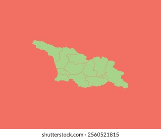 High Detailed Mint Coral Color Map of Georgia on Coral isolated background, Vector Illustration EPS 10