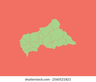 High Detailed Mint Coral Color Map of Central African Republic on Coral isolated background, Vector Illustration EPS 10