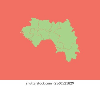 High Detailed Mint Coral Color Map of Guinea on Coral isolated background, Vector Illustration EPS 10