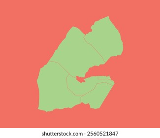 High Detailed Mint Coral Color Map of Djibouti on Coral isolated background, Vector Illustration EPS 10