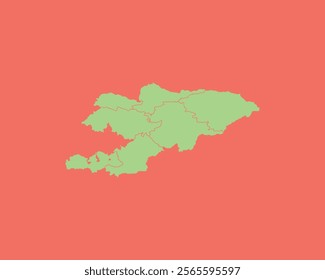 High Detailed Mint Coral Color Map of Kyrgyzstan on Coral isolated background, Vector Illustration EPS 10