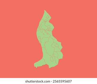 High Detailed Mint Coral Color Map of Liechtenstein on Coral isolated background, Vector Illustration EPS 10