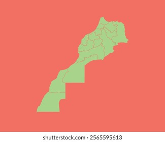 High Detailed Mint Coral Color Map of Morocco on Coral isolated background, Vector Illustration EPS 10