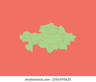 High Detailed Mint Coral Color Map of Kazakhstan on Coral isolated background, Vector Illustration EPS 10