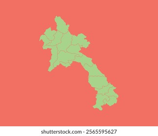 High Detailed Mint Coral Color Map of Laos on Coral isolated background, Vector Illustration EPS 10