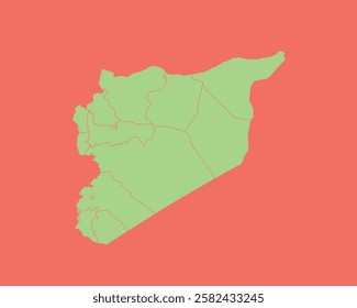 High Detailed Mint Coral Color Map of Syria on Coral isolated background, Vector Illustration EPS 10