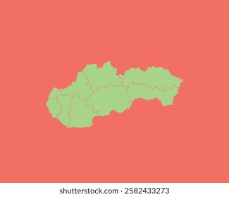 High Detailed Mint Coral Color Map of Slovakia on Coral isolated background, Vector Illustration EPS 10