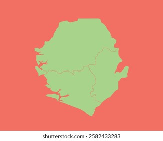 High Detailed Mint Coral Color Map of Sierra Leone on Coral isolated background, Vector Illustration EPS 10