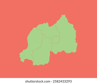 High Detailed Mint Coral Color Map of Rwanda on Coral isolated background, Vector Illustration EPS 10