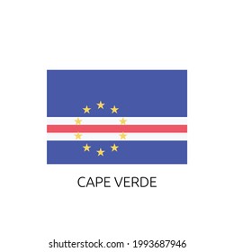 High Detailed National Flag of Cape Verde with name , EPS 10 Editable