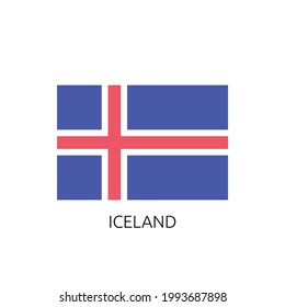 High Detailed National Flag of Iceland with name , EPS 10 Editable