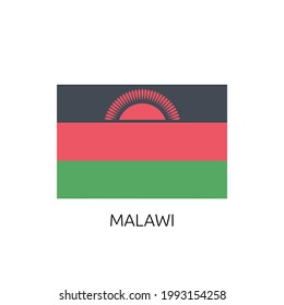 High Detailed National Flag of Malawi with name , EPS 10 Editable