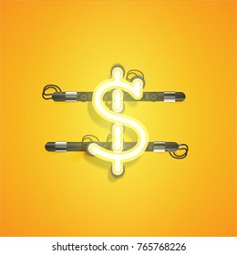 High detailed neon character for advertising, vector illustration