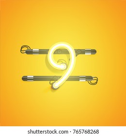 High detailed neon character for advertising, vector illustration