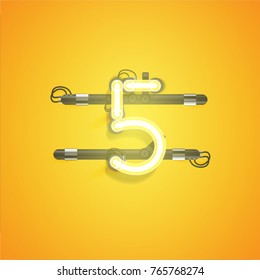 High detailed neon character for advertising, vector illustration