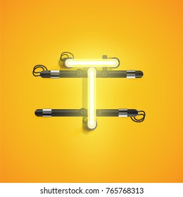 High detailed neon character for advertising, vector illustration