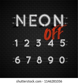 High detailed neon font set, vector illustration