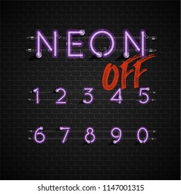 High detailed neon font set, vector illustration