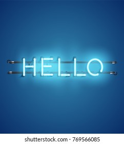 High detailed neon word with electric parts, vector illustration