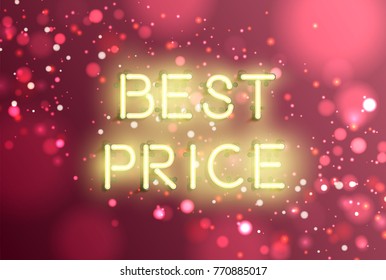 High detailed neon word with sparkling bokeh background, vector illustration