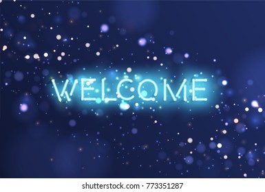 High detailed neon word with sparkling background, vector illustration 