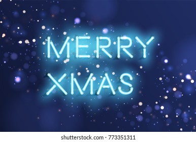 High detailed neon word with sparkling background, vector illustration 