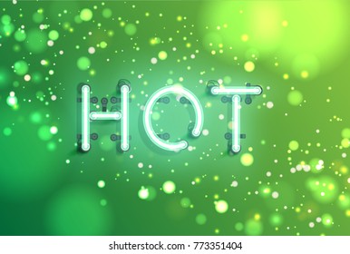 High detailed neon word with sparkling background, vector illustration 
