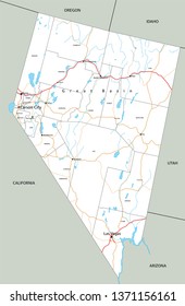 High detailed Nevada road map with labeling.