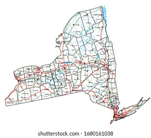 High detailed New York road map with labeling. svg