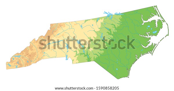 High Detailed North Carolina Physical Map Stock Vector (Royalty Free ...