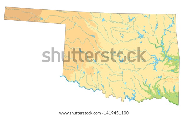 High Detailed Oklahoma Physical Map Stock Vector (royalty Free 