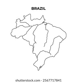 High Detailed Outline Map of Brazil Isolated on white Background