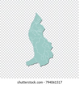 High detailed pastel color map of Liechtenstein. Liechtenstein  map isolated on transparent background. Vector illustration eps 10.