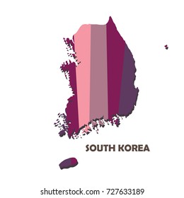 A high detailed pink tone band map of South Korea