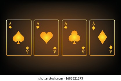 High Detailed Poker gambling card background sparkling yellow decoration.Vector illustration eps10.