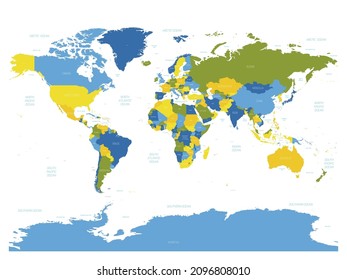 High Detailed Political Map World Stock Vector (Royalty Free ...