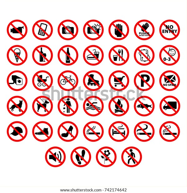 High Detailed Prohibition Signs Isolated On Stock Vector (Royalty Free ...