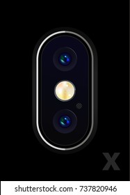 High Detailed Realistic Dual Camera on the Smartphone. Vector illustration.