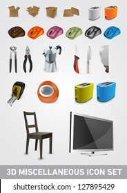 High detailed realistic icons for miscellaneous themes.