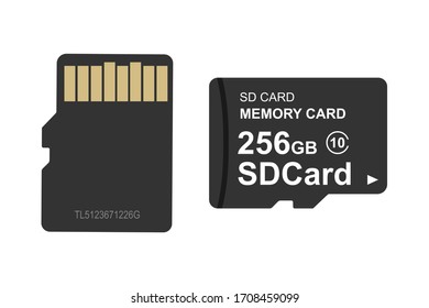 High detailed realistic micro SD card vector illustration mockup.Vector illustration of SD and MicroSD card isolated on white background. 