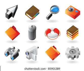 High detailed realistic vector icons for computer and website interface
