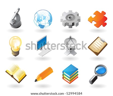High detailed realistic vector icons for science, industry and technology