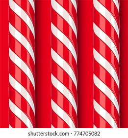 High detailed red candy cane, vector illustration