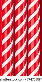 High detailed red candy cane, vector illustration