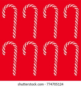 High detailed red candy cane, vector illustration