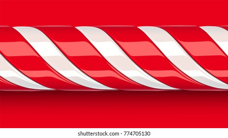 High detailed red candy cane, vector illustration