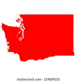 High detailed red vector map - Washington 