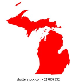 High detailed red vector map - Michigan 