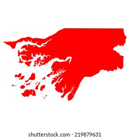 High detailed red vector map - Guinea-Bissau 
