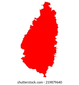 High detailed red vector map - Saint Lucia 